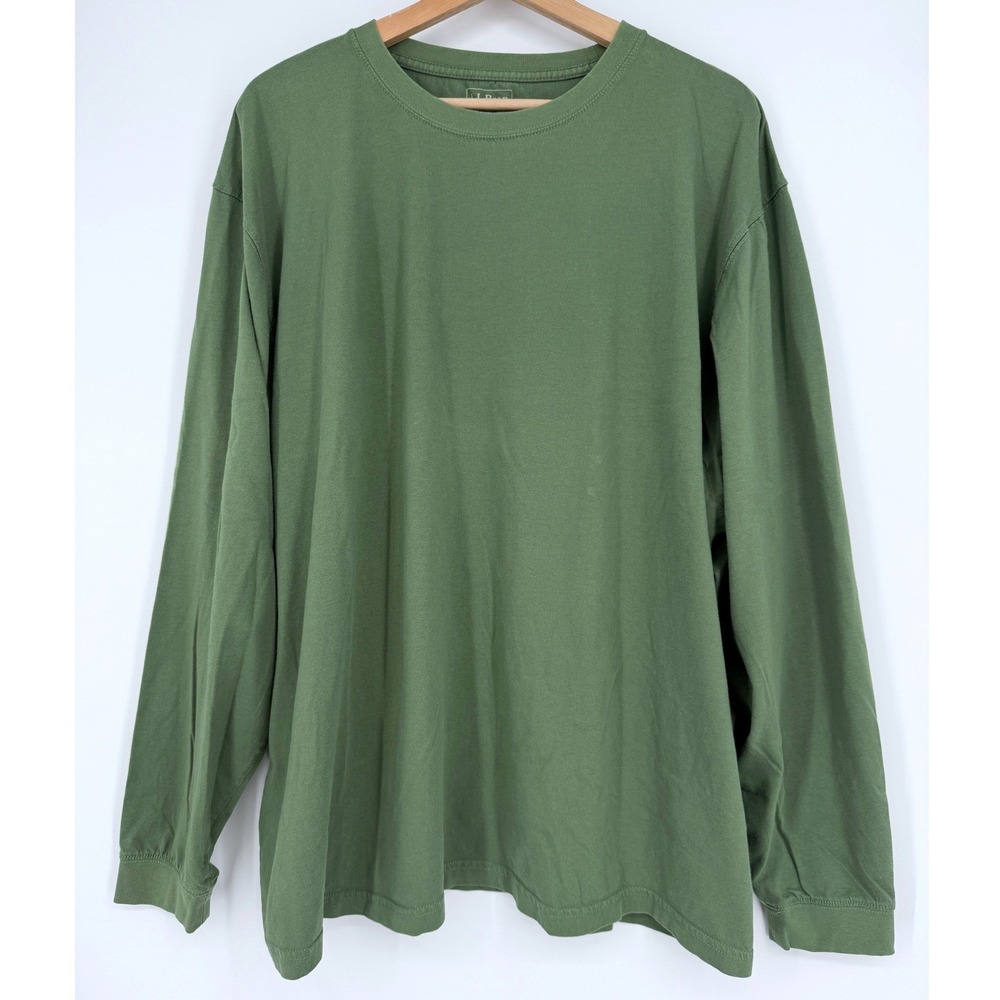 L.L. Bean Men's Green Long Sleeve Shirt Relaxed Sz XXL 100% Cotton